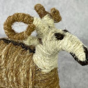 Vintage Hand Crafted Wool Ram 8" African Folk Art from Natural Fibers
